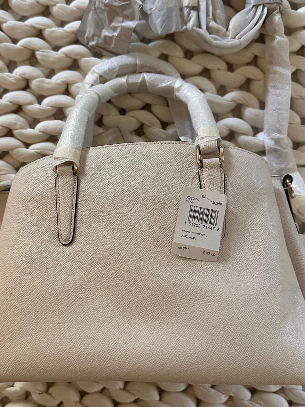 Coach Pebbled Leather Dome Satchel NWT Cream